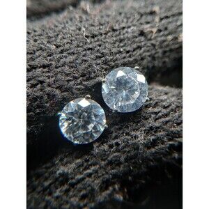 Sterling Silver Faceted CZ Stud Earrings